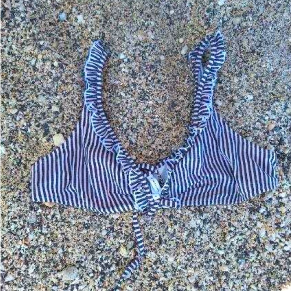 BNWOT Solid&Striped Ribbed Striped Tie Bikini Top